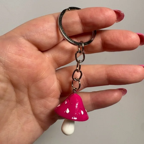 Mushroom Resin Bag Charm (Comes in Multiple Colors) Boho Fairy Garden Keychain - Picture 3 of 6